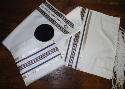 Star Woven Ribbon Talit Set Gold